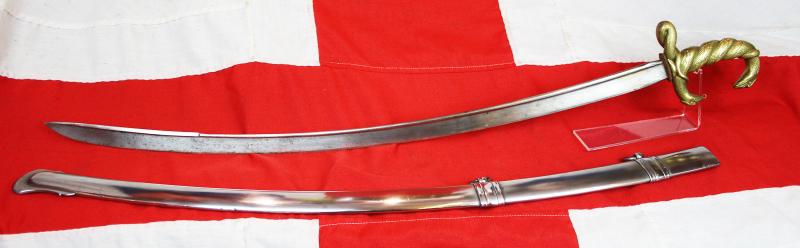 Superb Napoleonic Wars, British Officer's Sabre With Captured French 'Trophy' Mamluk Consular Guard Officer's Damascus Blade, With An Ancient Egyptian Serpent Goddess Hilt. For an Officer Who Served in The Nile Campaign