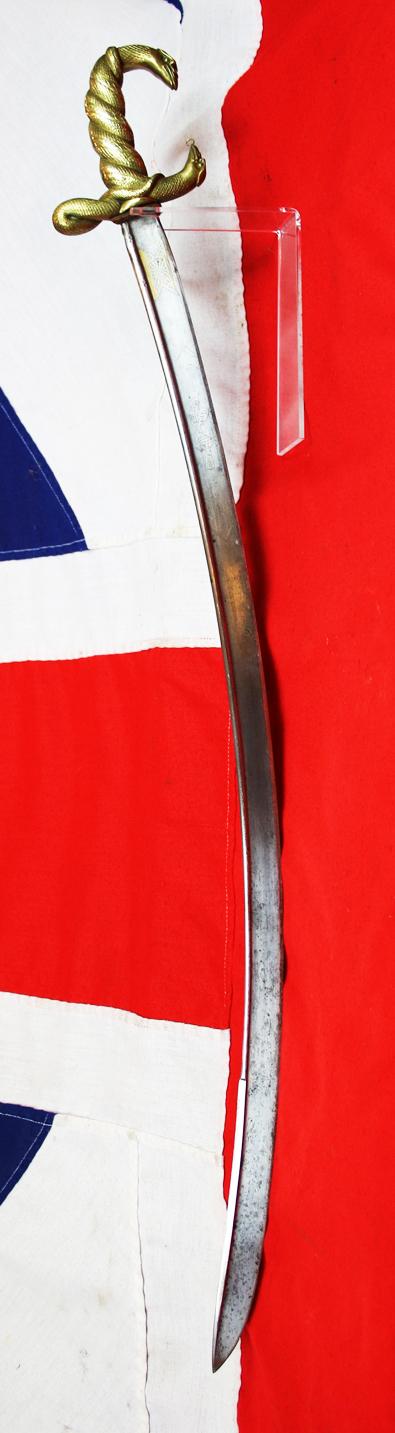 Superb Napoleonic Wars, British Officer's Sabre With Captured French 'Trophy' Mamluk Consular Guard Officer's Damascus Blade, With An Ancient Egyptian Serpent Goddess Hilt. For an Officer Who Served in The Nile Campaign