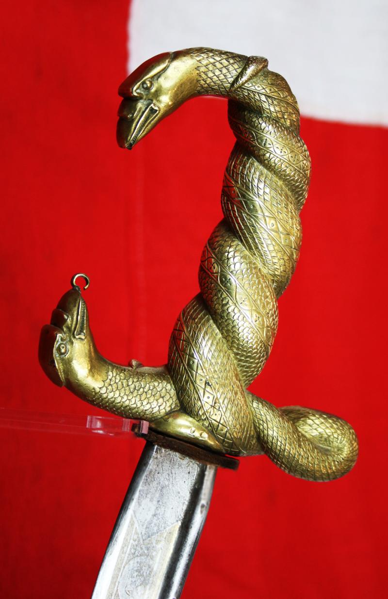 Superb Napoleonic Wars, British Officer's Sabre With Captured French 'Trophy' Mamluk Consular Guard Officer's Damascus Blade, With An Ancient Egyptian Serpent Goddess Hilt. For an Officer Who Served in The Nile Campaign