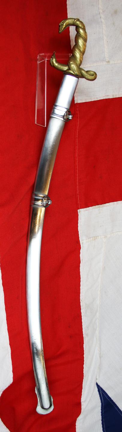 Superb Napoleonic Wars, British Officer's Sabre With Captured French 'Trophy' Mamluk Consular Guard Officer's Damascus Blade, With An Ancient Egyptian Serpent Goddess Hilt. For an Officer Who Served in The Nile Campaign