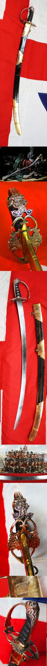 A Very Rare, And Incredibly Beautiful, Regimental British Sword Museum Piece, From The Napoleonic Wars. A 1st Regiment Of Foot Sabre With Battle Honour Crest Of The Sphinx. For The Egyptian Campaign {For the Battles of Aboukir 1801 & Alexandria 1801}