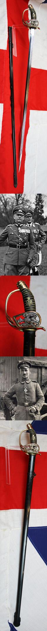A Good Imperial German WW1 Officer's Sword A Beautiful 1889 Pattern German Infantry Officer's Sword of The Great War. and Used into WW2 Until May 1945. Wonderful Condition For Age Kaiser Wilhelm's Crest Inset Within The Grip