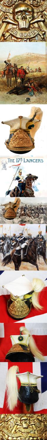 Antique Victorian Regimental Other Ranks Helmet {Chapka } Of the 17th Lancers, Motto ‘Or Glory’ Of The 'Charge Of The Light Brigade' Fame. One of the Most Famous & Historical Cavalry Regiments in the World.