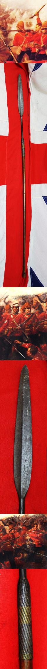 A Very Fine & Historical, Original, 1870's Zulu Warrior's Southern African Stabbing Spear, An Iklwa With Telegraph Wire Binding. A Typical Officer's Souvenir of the Zulu War.