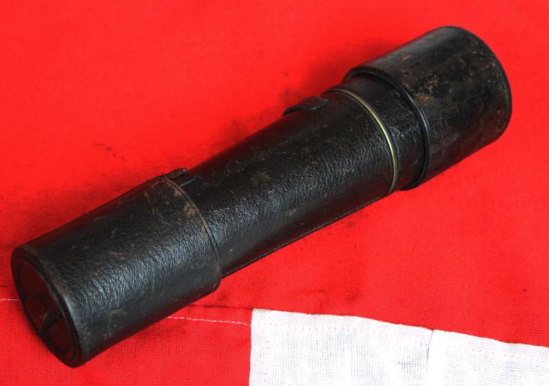 Aitchison of London, Late Antique 'Three Draw' Military Sniper Spotter's Telescope. In Great Untouched Condition & Superb Optics. With Boer War Pattern, Regulation, Rifle Brigade Black Leather Protection Covering, With Fore & Aft Covers