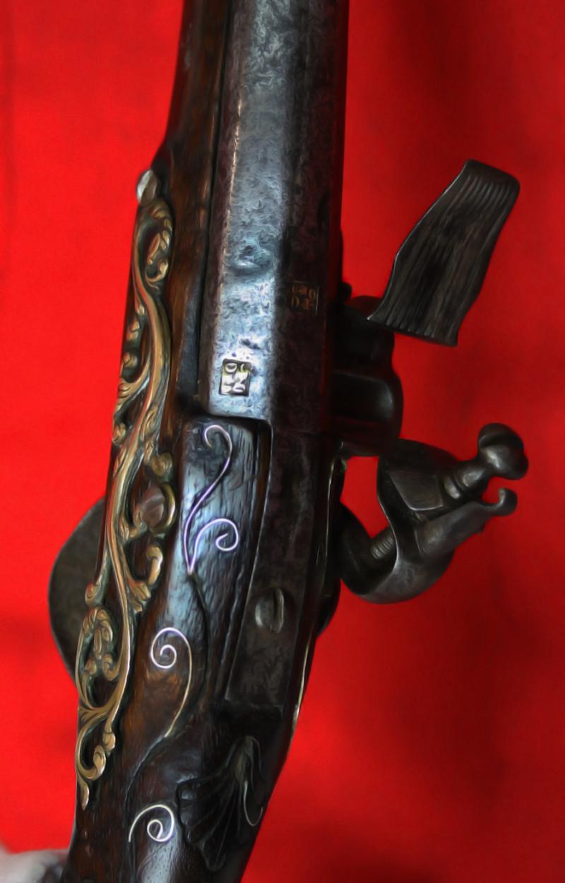 A Superb Corsair Pirate Captain’s Pistol. An I8th Century Long Flintlock, Italianate Style. Very Fine Quality Mounts and Engraving From The Mediterranean Region, as Used Throughout the Seven Seas From the Golden Age of Piracy.