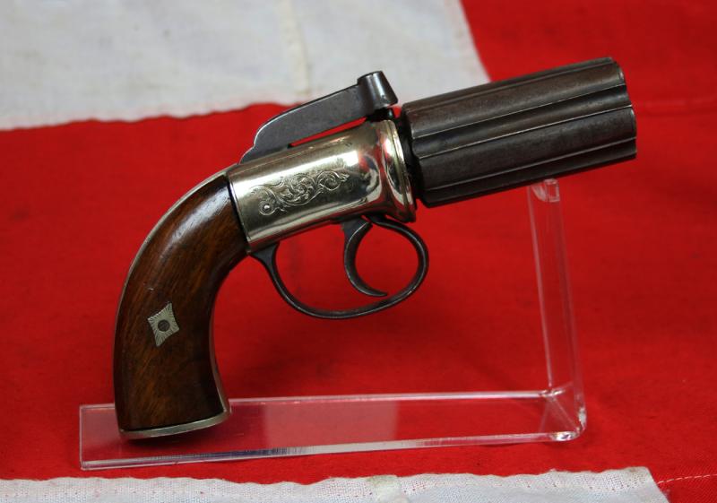 A Remarkable, Beautiful Fine Condition and Rare Six Barrel Revolver Pistols, Circa 1835, by Fine English Maker Egg of London. One Of The Most Beautiful Examples We Have Seen In Many Years