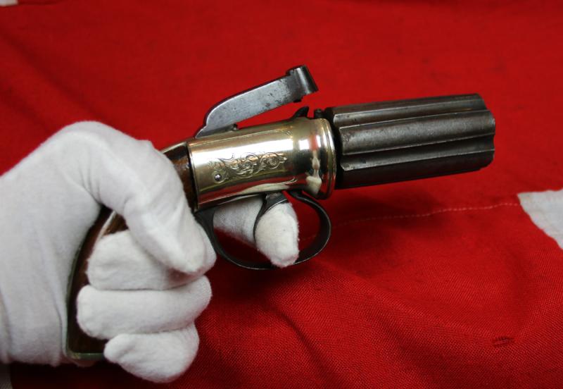 A Remarkable, Beautiful Fine Condition and Rare Six Barrel Revolver Pistols, Circa 1835, by Fine English Maker Egg of London. One Of The Most Beautiful Examples We Have Seen In Many Years
