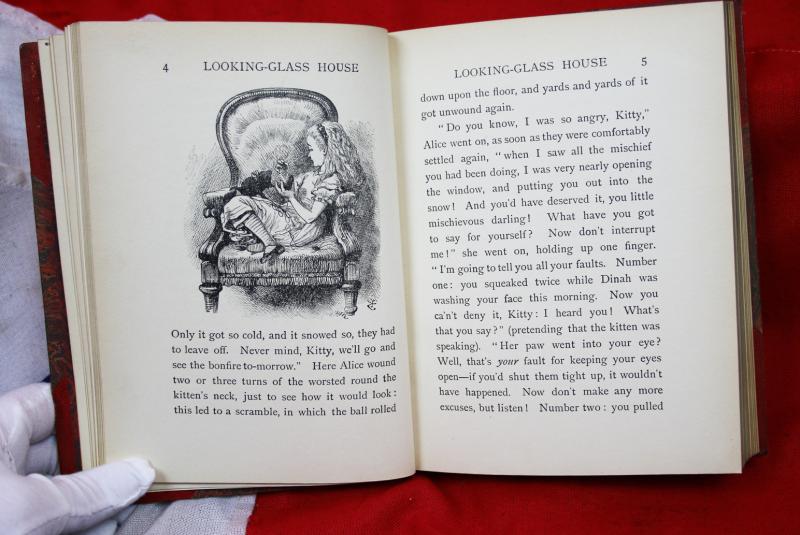 Beautiful Antique Volume,The Timeless Classic, Lewis Carroll, 'Through the Looking Glass and What Alice Found There.' Original 1928 Printing Deluxe Sangorski & Sutcliffe Binding. From The Library of Mina Bowater, Ex Libris Book-Plate by Malcolm Appleby