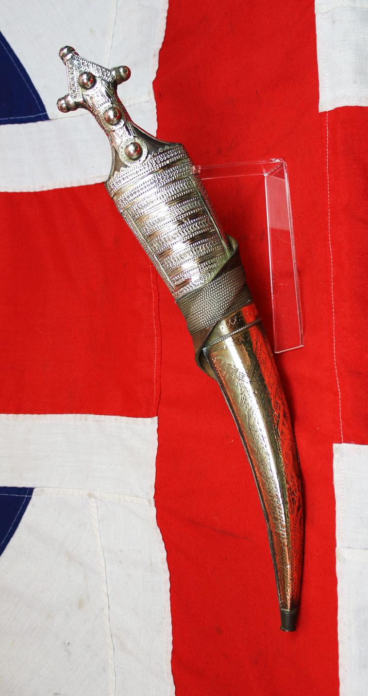 A Fine and Long, Saudi Arabian, Silver & Copper Alloy Dharia Jambiya 19th Century
