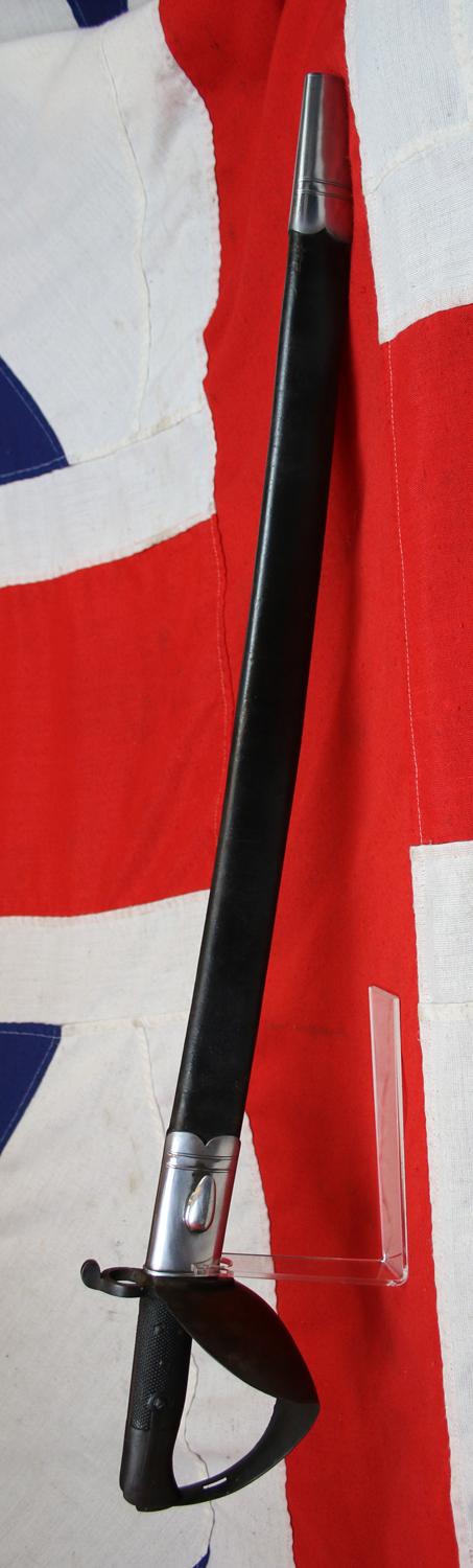A Most Rare, Historic, British, Pattern of 1859 Naval Cutlass Bayonet With Scabbard By Reeves. One of Only 800 Made. An Absolute Beauty with a Stunning Blade & Scabbard and Original, Blackened Japanned Finish, Steel Bowl Guard