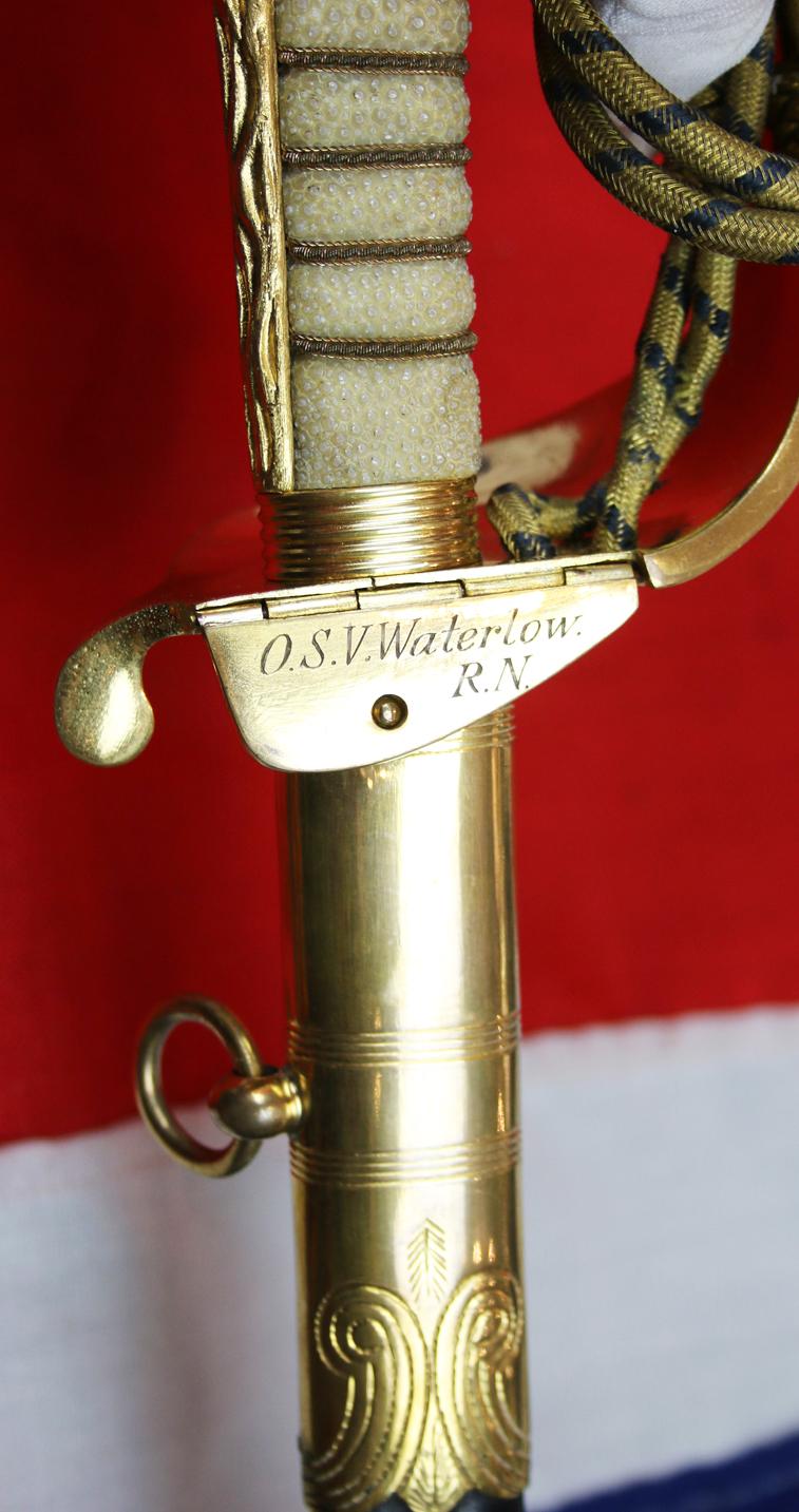 Royal Naval Officer's Sword of Lt. O.S.V. Waterlow D.S.O. M.i.D. A Officer of 'The Mighty Hood', Battlecruiser, HMS Hood. For 20 Years The Largest Warship In the World Tragically Sunk by the German Battleship Bismark May 1941. & The Loss of 1415 Crew