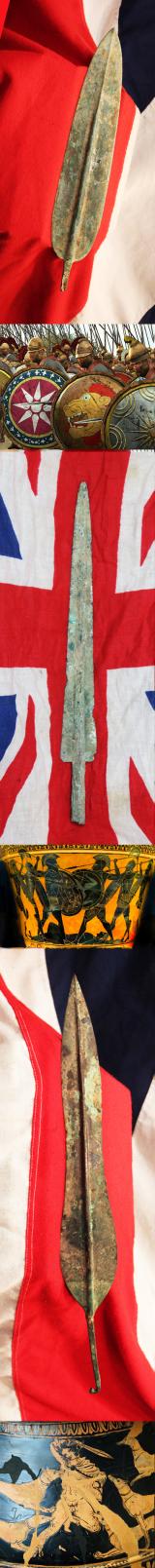 A Very Special Collection of Original Homer's Odyssean Period Weapons of Antiquity From the Siege Of Troy Era and Odysseus's Odyssey A 3200 Year Old Spear and Three Swords & A Gladius Hispaniensis From The Time Of Alexander and Early Rome