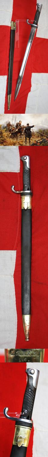 Rare & Highly Desirable Prussian M1860-98 Fusilier Sword-Bayonet, Originally Made For the Dreyse Needle Fire Rifle, Used in the Franco Prussian War Service. Then Upgraded By The Prussian Ordnance For A Mauser Gew98 Guard Reserve Fusiliers Regiment For WW1