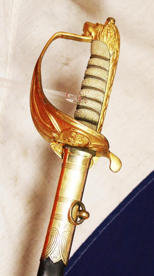 A Very Attractive, Original, British, Regulation Royal Naval Officers Sword, Post 1953 Pattern, Used in The Falklands War The South Atlantic Campaign. Made By Gieves Of Saville Row, London
