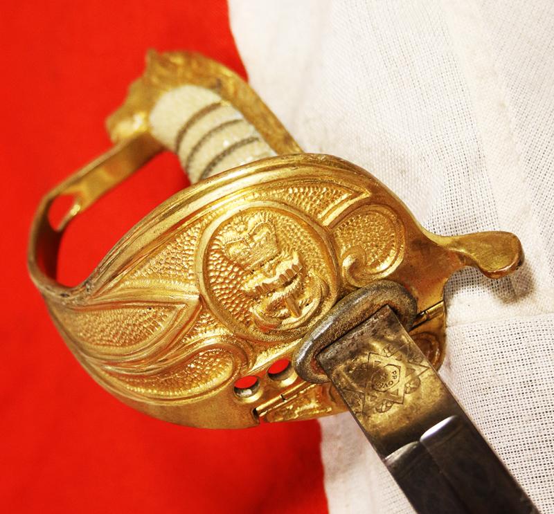 A Very Attractive, Original, British, Regulation Royal Naval Officers Sword, Post 1953 Pattern, Used in The Falklands War The South Atlantic Campaign. Made By Gieves Of Saville Row, London