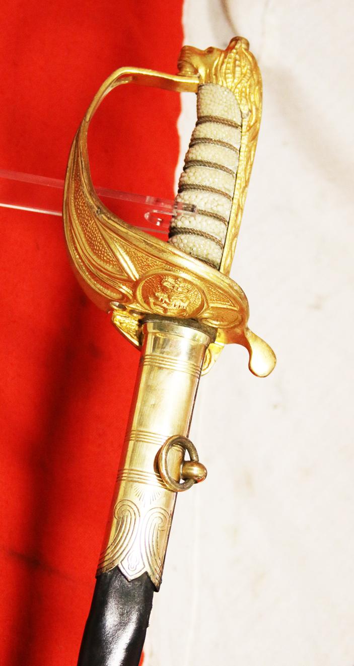A Very Attractive, Original, British, Regulation Royal Naval Officers Sword, Post 1953 Pattern, Used in The Falklands War The South Atlantic Campaign. Made By Gieves Of Saville Row, London