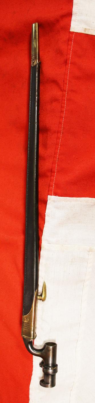 A Superb Zulu War Period Near Mint British, Pattern of 1876, Martini-Henry Socket Bayonet ( Long Lunger, ) Original Blue Finish Socket and Perfect Bright Polish , In Excellent Scabbard