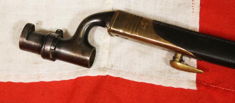 A Superb Zulu War Period Near Mint British, Pattern of 1876, Martini-Henry Socket Bayonet ( Long Lunger, ) Original Blue Finish Socket and Perfect Bright Polish , In Excellent Scabbard