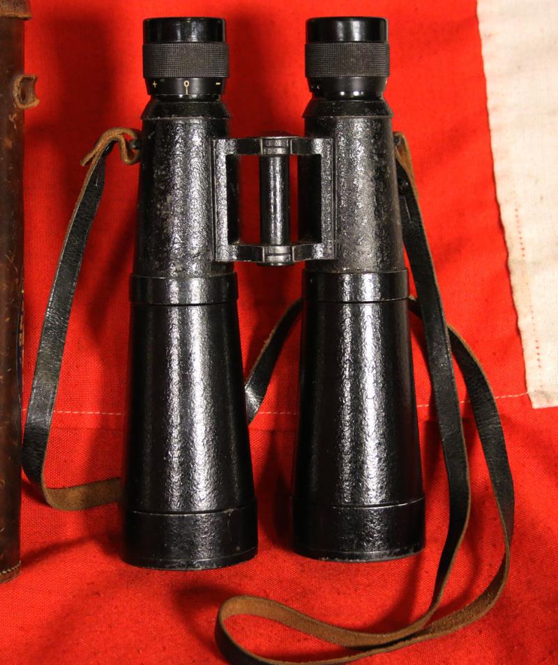 A Pair of Super & Historical 'Doppelfernrohr', WW2 Third Reich Binoculars Very Scarce SS Panzer Commander's Type 10 x 50 Binoculars. Third Reich Maker Code 'bmj' for Hensoldt & Sohne. In Its Original, Bespoke, Military Leather Carrying Case