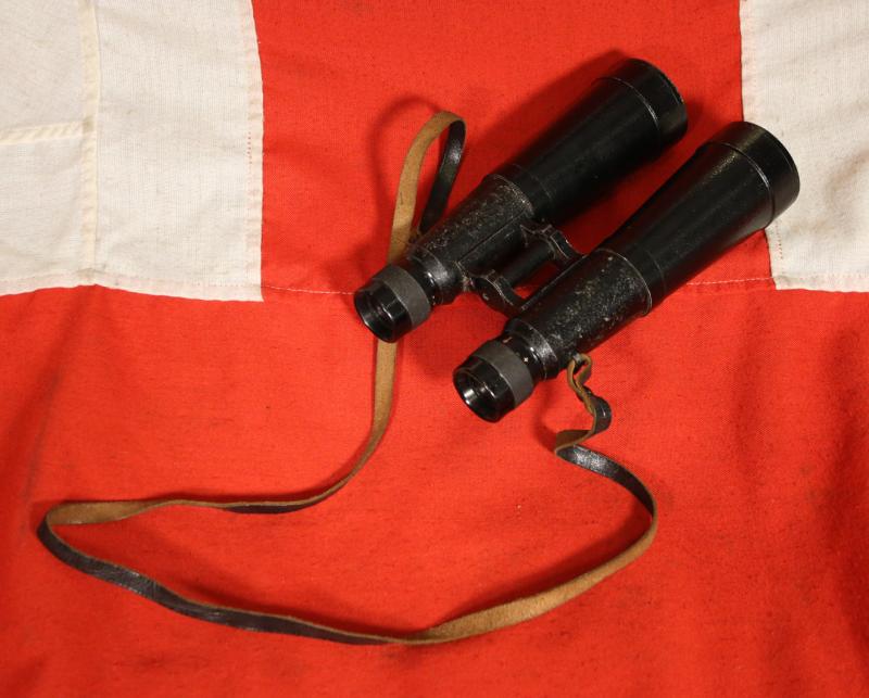 A Pair of Super & Historical 'Doppelfernrohr', WW2 Third Reich Binoculars Very Scarce SS Panzer Commander's Type 10 x 50 Binoculars. Third Reich Maker Code 'bmj' for Hensoldt & Sohne. In Its Original, Bespoke, Military Leather Carrying Case